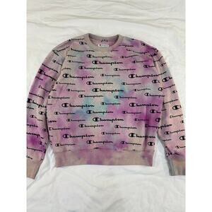 Champion Tie Dyed Crew Neck Pullover Sweatshirt Size Medium